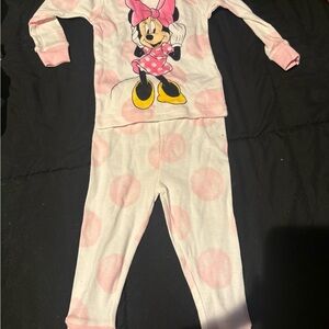 Disney Pink and White Minnie Mouse Pajama Set